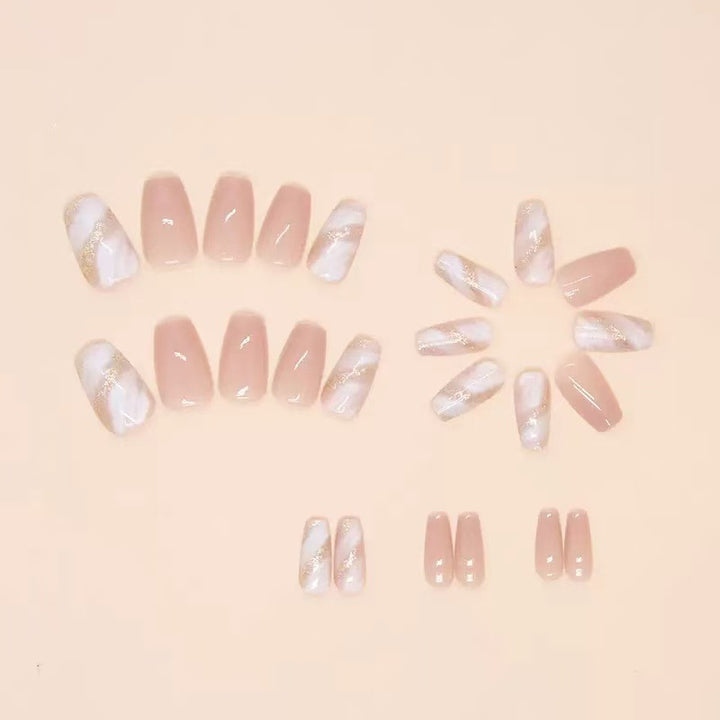Elegant Artificial Nail Tips with Shiny Gold Accents Bowlift