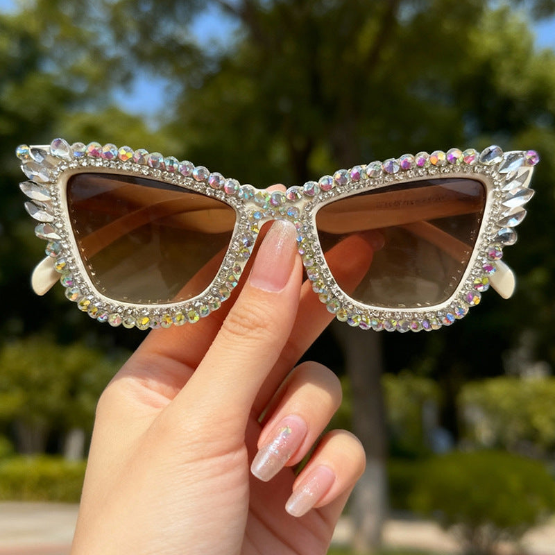 Rhinestone-Accented Cat-Eye Sunglasses Bowlift