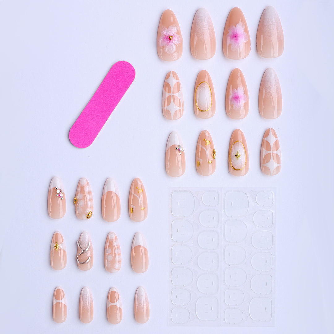 Artificial nails with luxurious 3D decorations and creative designs Bowlift