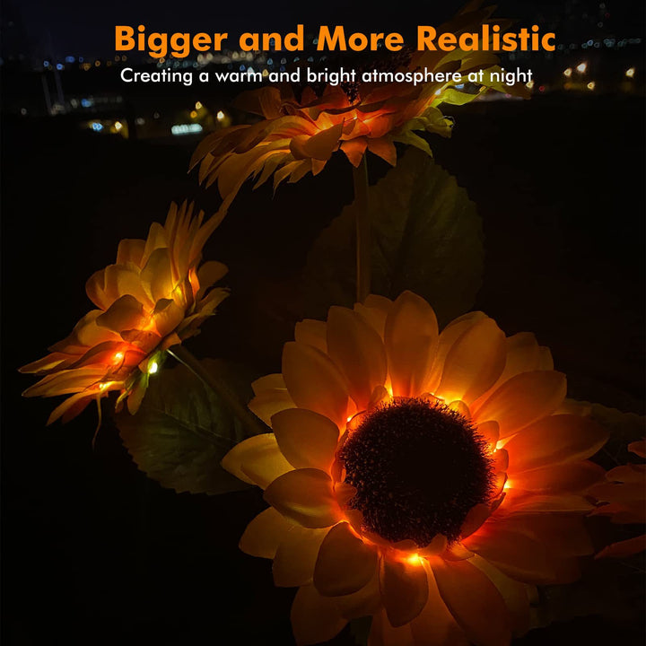 Solar-Powered Outdoor Garden Stake Lights With Realistic Sunflower Blooms And Waterproof Solar Controller Bowlift