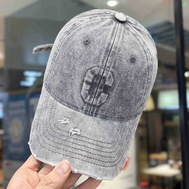 Men's Distressed Denim Baseball Cap Bowlift 1784188308