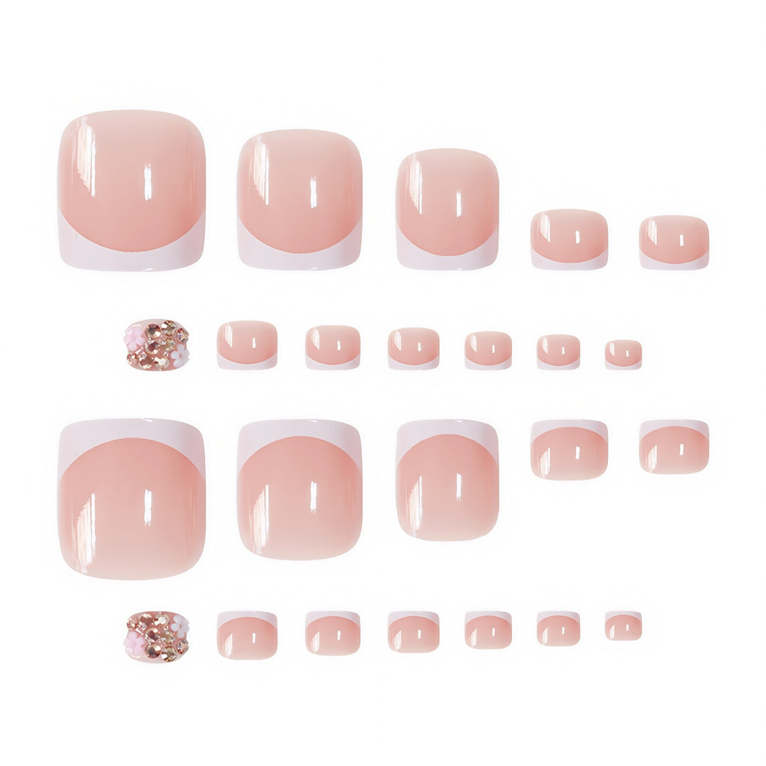 Decorative Press-On Toenails with Floral and Glitter Accents Bowlift