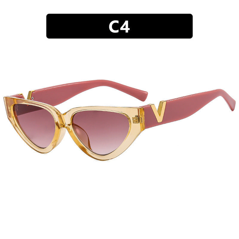 Women's Cat-Eye Sunglasses with modern stripe pattern and elegant accent Bowlift
