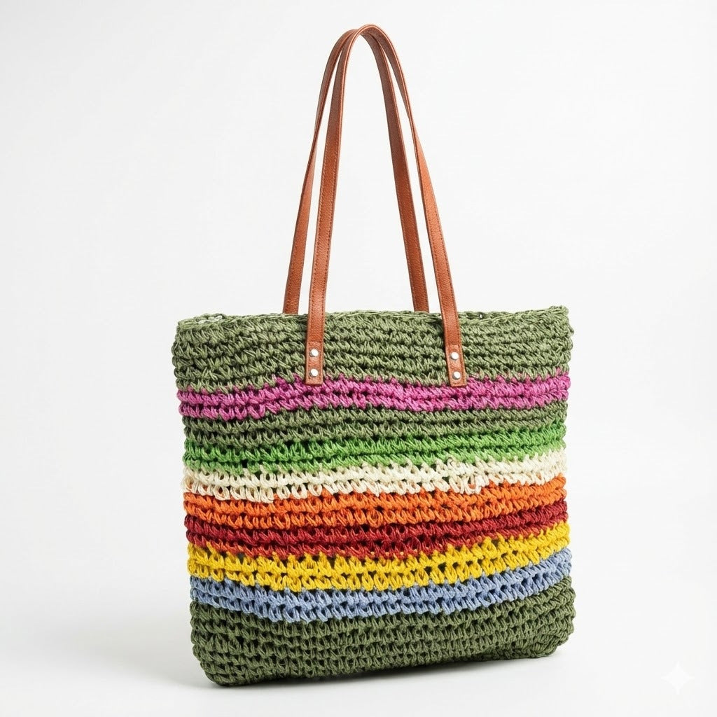 Handcrafted Tote Bag Made from Sustainable Materials with Colorful Stripes Bowlift