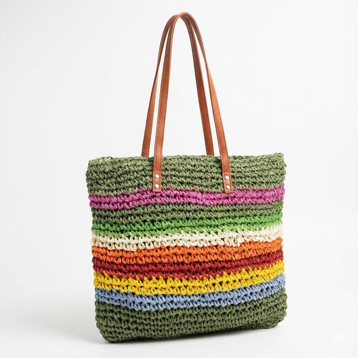 Handcrafted Tote Bag Made from Sustainable Materials with Colorful Stripes Bowlift