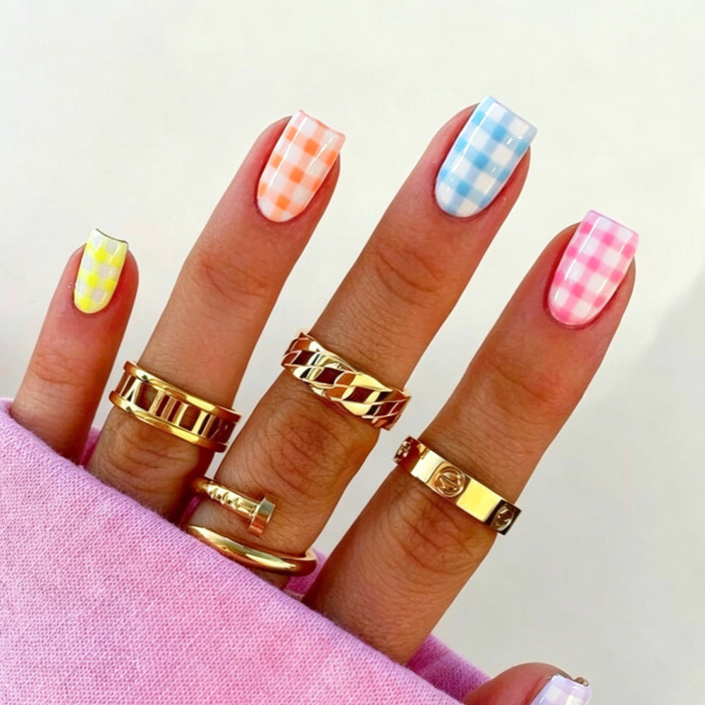 Gingham Pattern Nail Art Wraps Bowlift