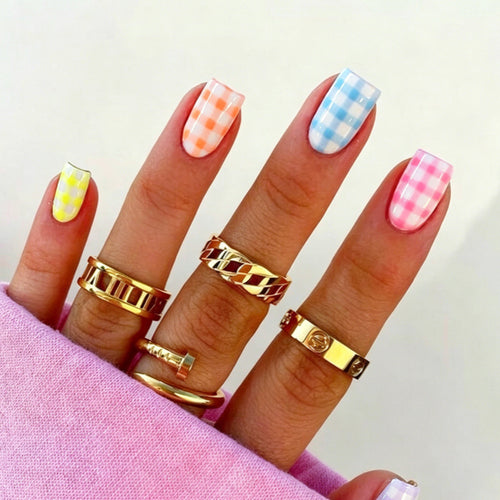 Gingham Pattern Nail Art Wraps Bowlift
