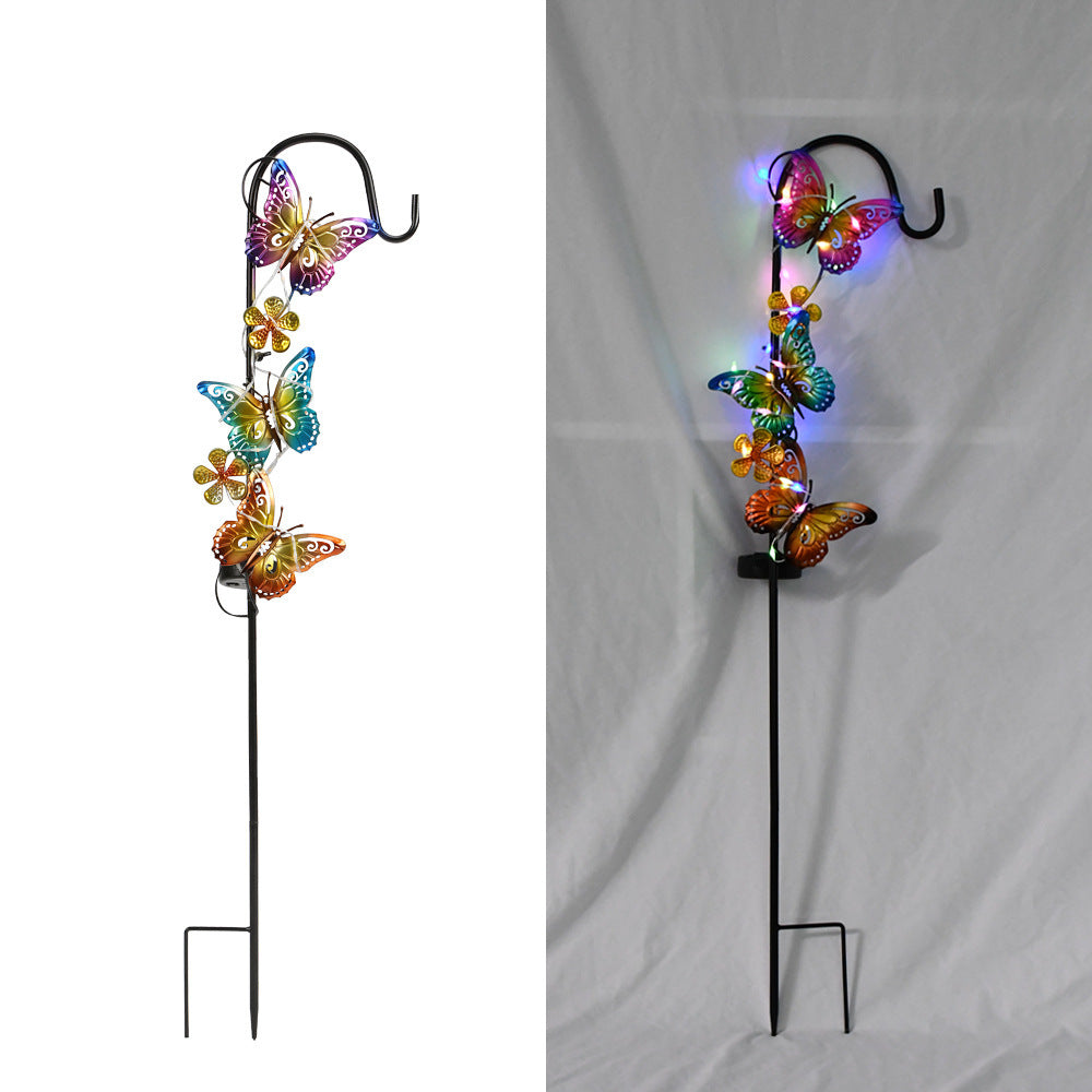 Solar LED Butterfly Garden Stake Decorative Metal Yard Ornament Bowlift