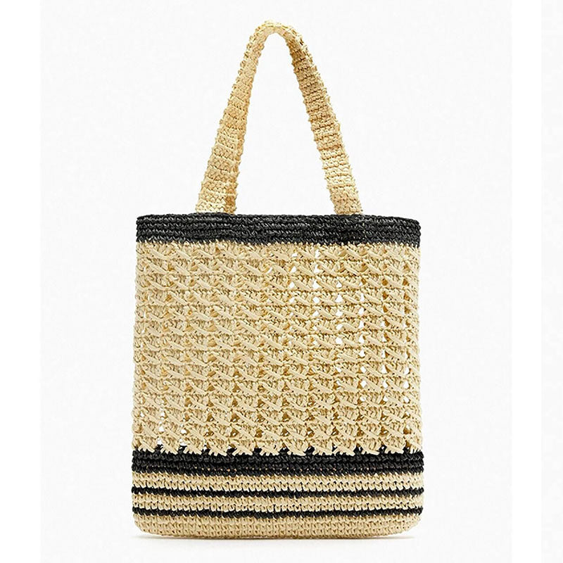 Handcrafted basket bag with modern striped design Bowlift