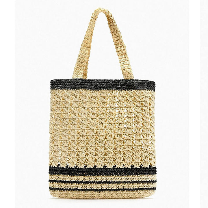 Handcrafted basket bag with modern striped design Bowlift