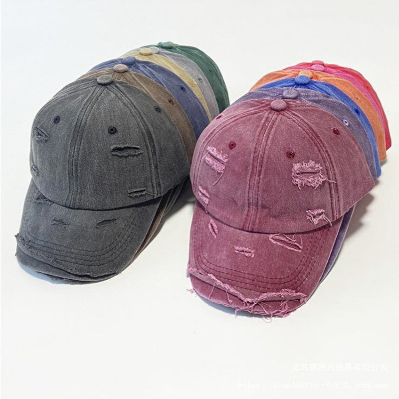 Women's washed baseball cap with destroyed look Bowlift