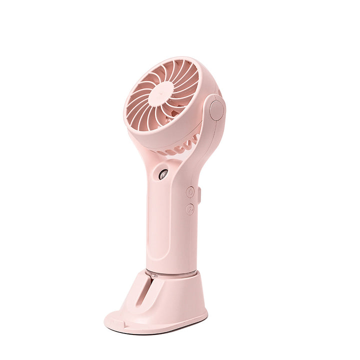 Unisex portable handheld fan with tiltable head, foldable stand and USB charging station Bowlift