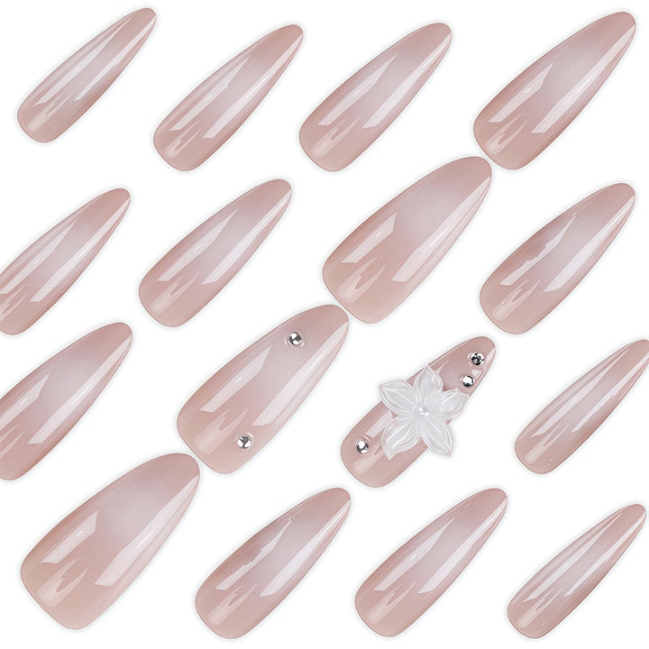 Premium Floral Embellished Stiletto Nail Set Bowlift