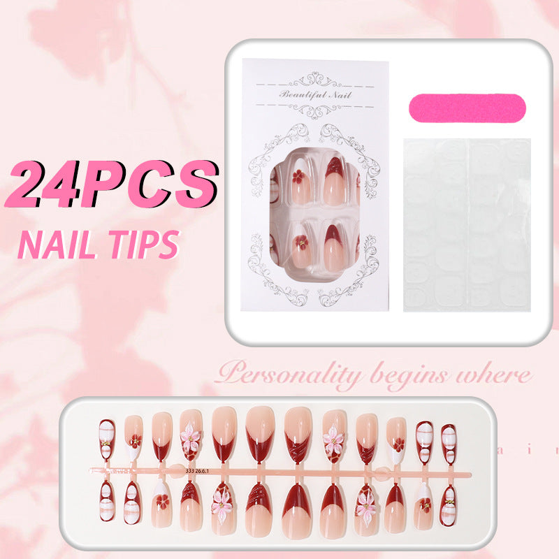 Artistic Floral Press-On Nail Collection Bowlift