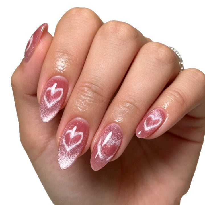 Artificial nails in romantic heart design Bowlift