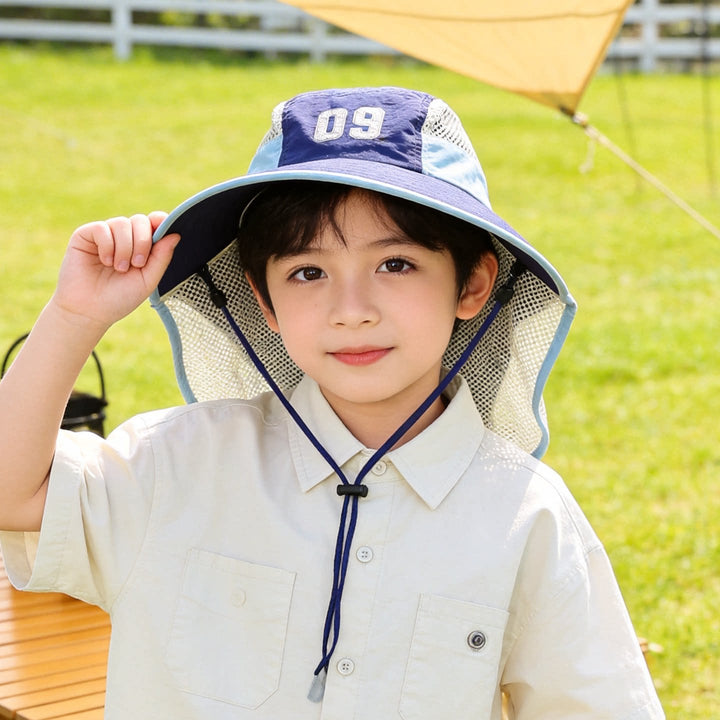 Kids' sun hat with breathable mesh neck protection and adjustable chin strap Bowlift