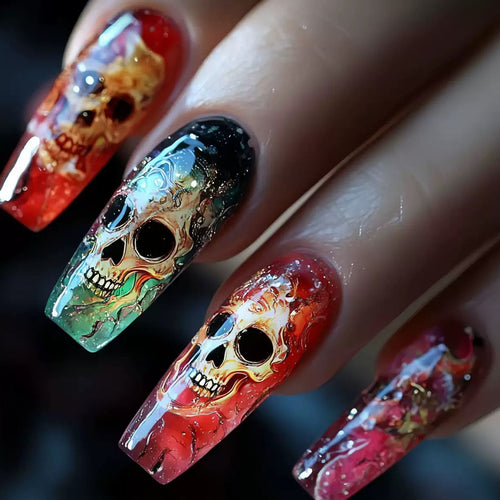 Artistic Skull Nail Art Bowlift