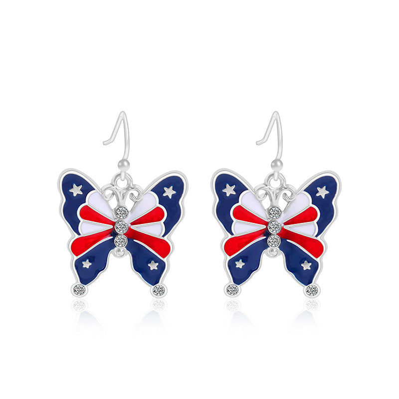 Women's lightweight star earrings with enamel flag design and fishhook Bowlift