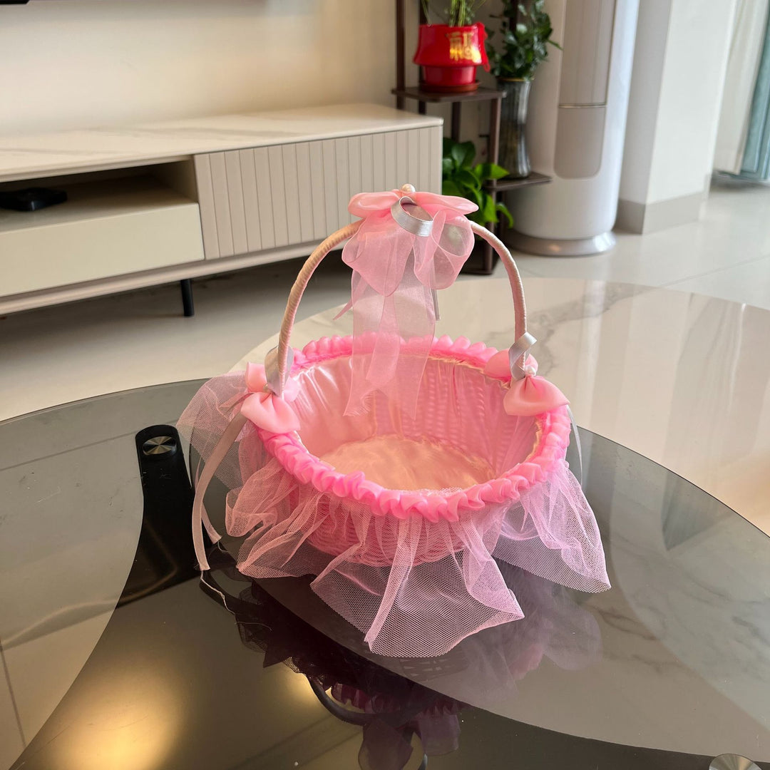 Ladies Festive Storage Basket with Tulle Decoration Bowlift