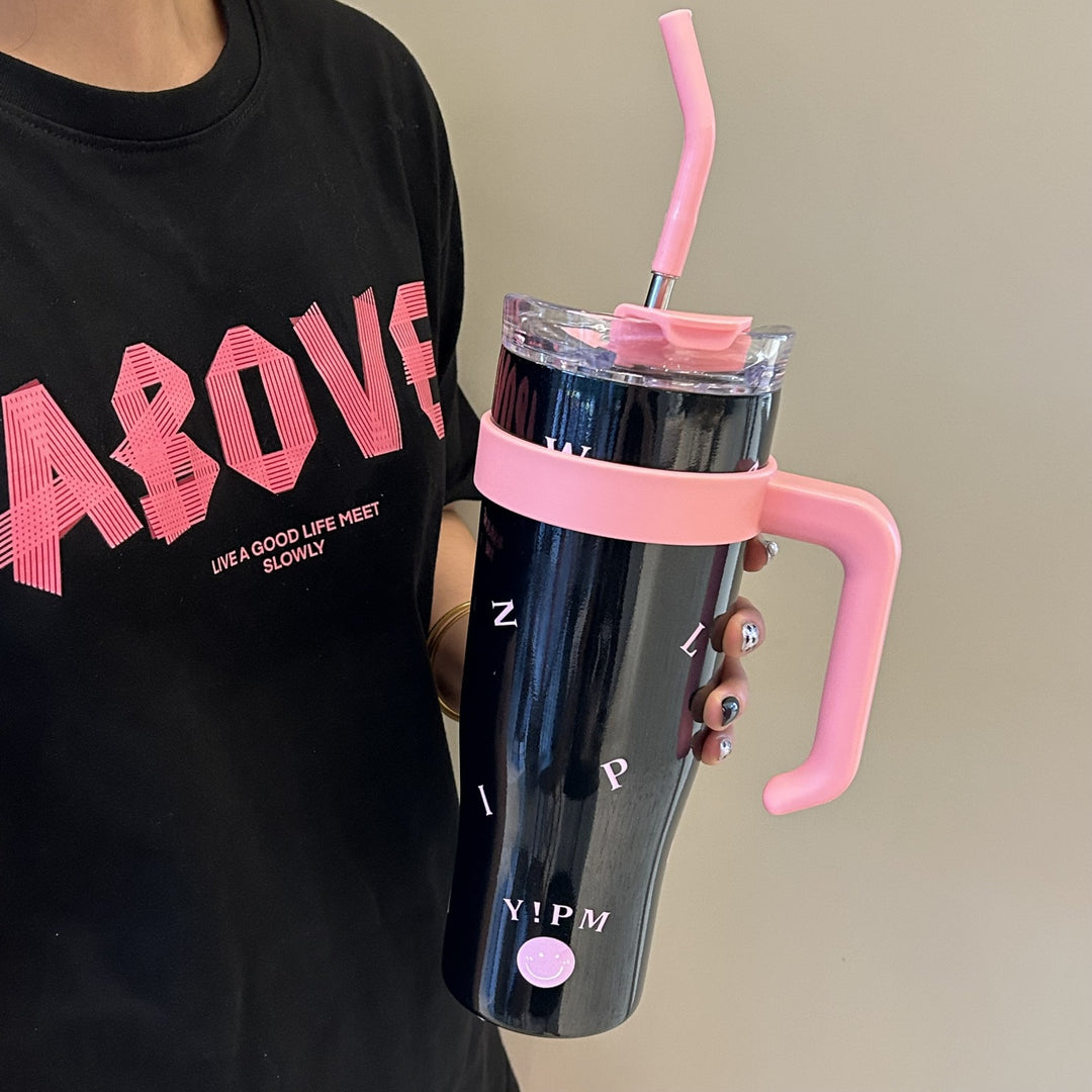 Women's insulated drinking bottle with integrated straw and ergonomic handle Bowlift
