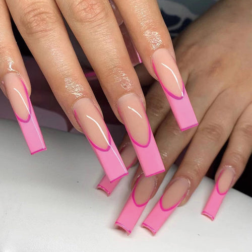 Artificial nail extensions with modern ombre design Bowlift