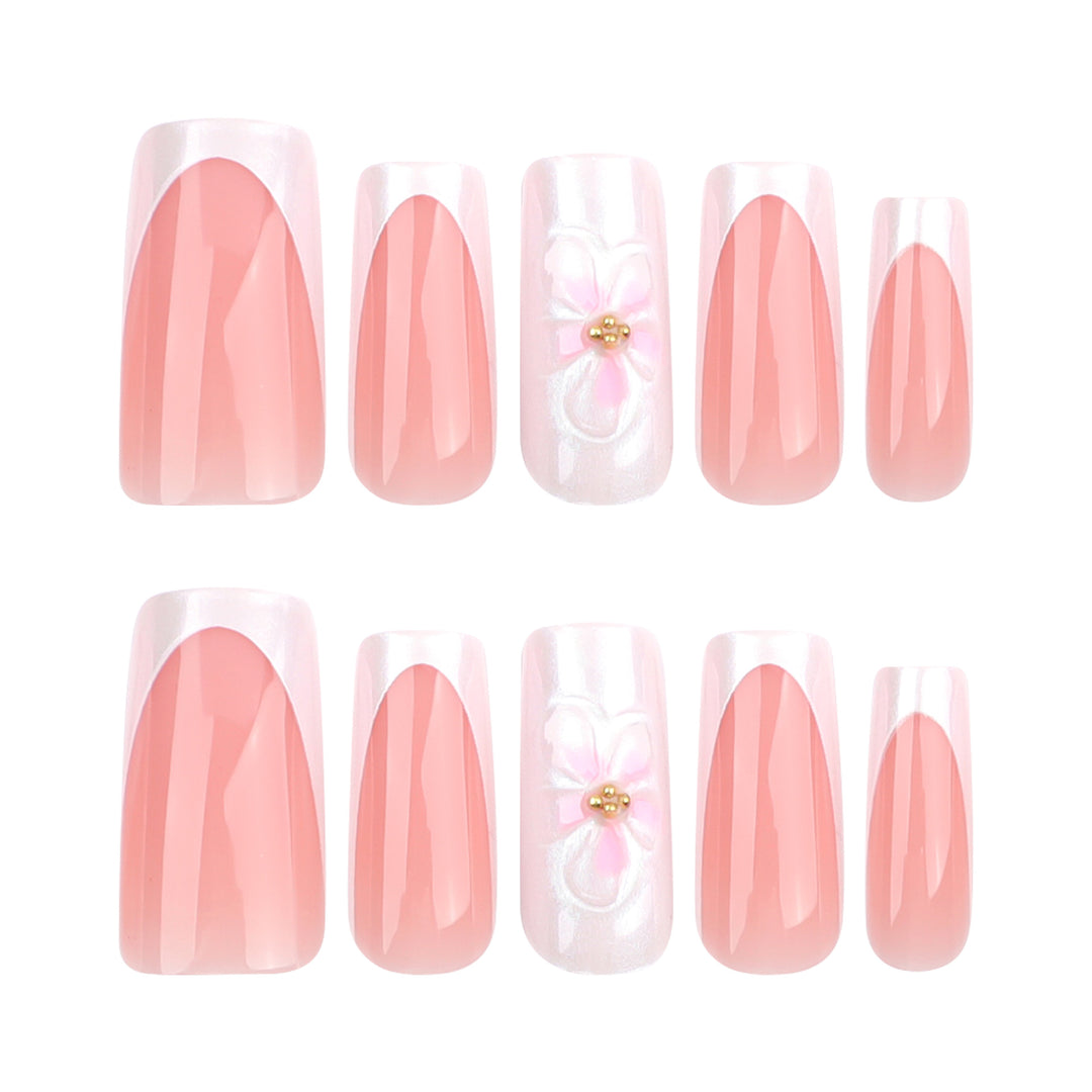 Artistic biodegradable nail extensions with floral accents Bowlift