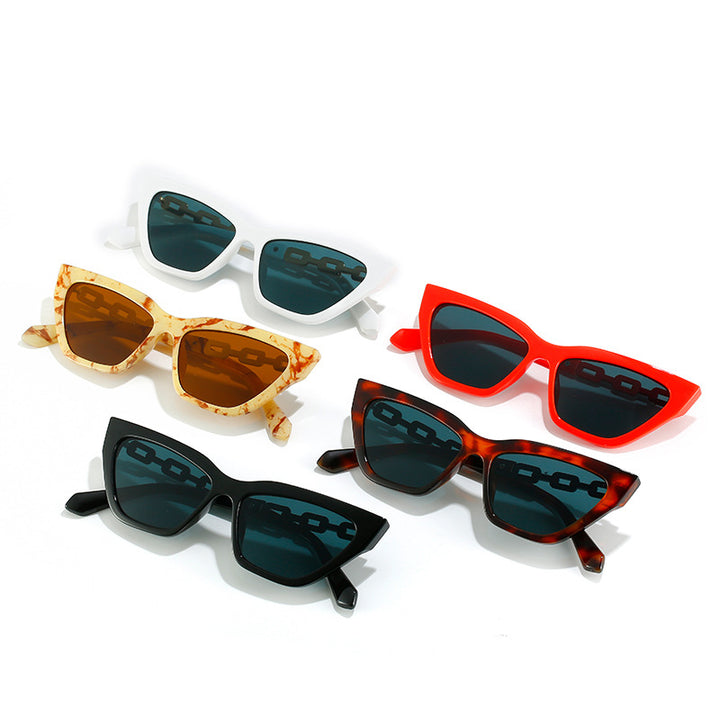 Women's Cat-Eye Sunglasses with Modern Chain Frame Bowlift