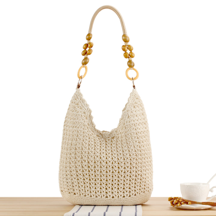 Fashionable shoulder bag with unique wooden handles Bowlift