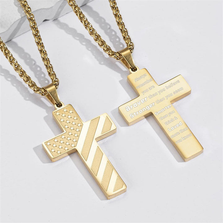 BowLift | American Flag Cross Pendant Necklace