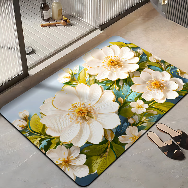 Floral-Themed Plush Bath Mat Bowlift