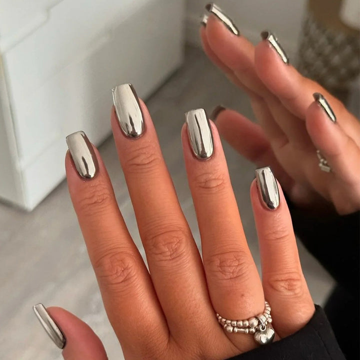 Elegant Metallic Press-On Nails Bowlift