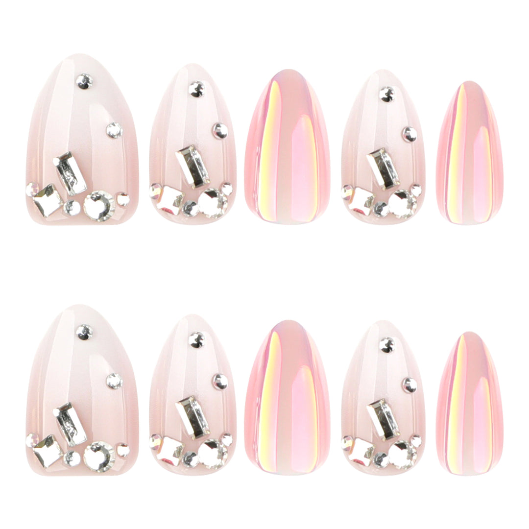 Artificial nails with elegant rhinestone accents Bowlift