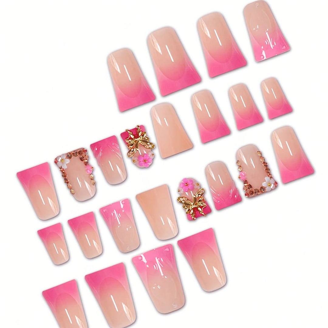 Elegant Floral Press-On Nails Bowlift