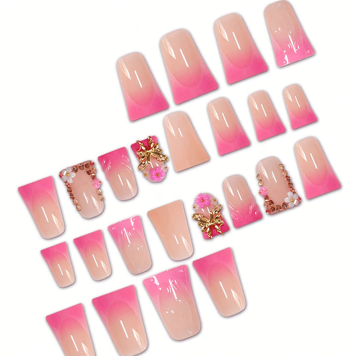 Elegant Floral Press-On Nails Bowlift