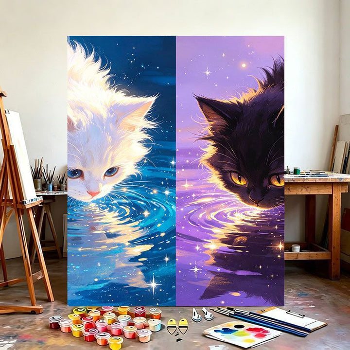 Mystical Cat-Themed Canvas Artwork Bowlift