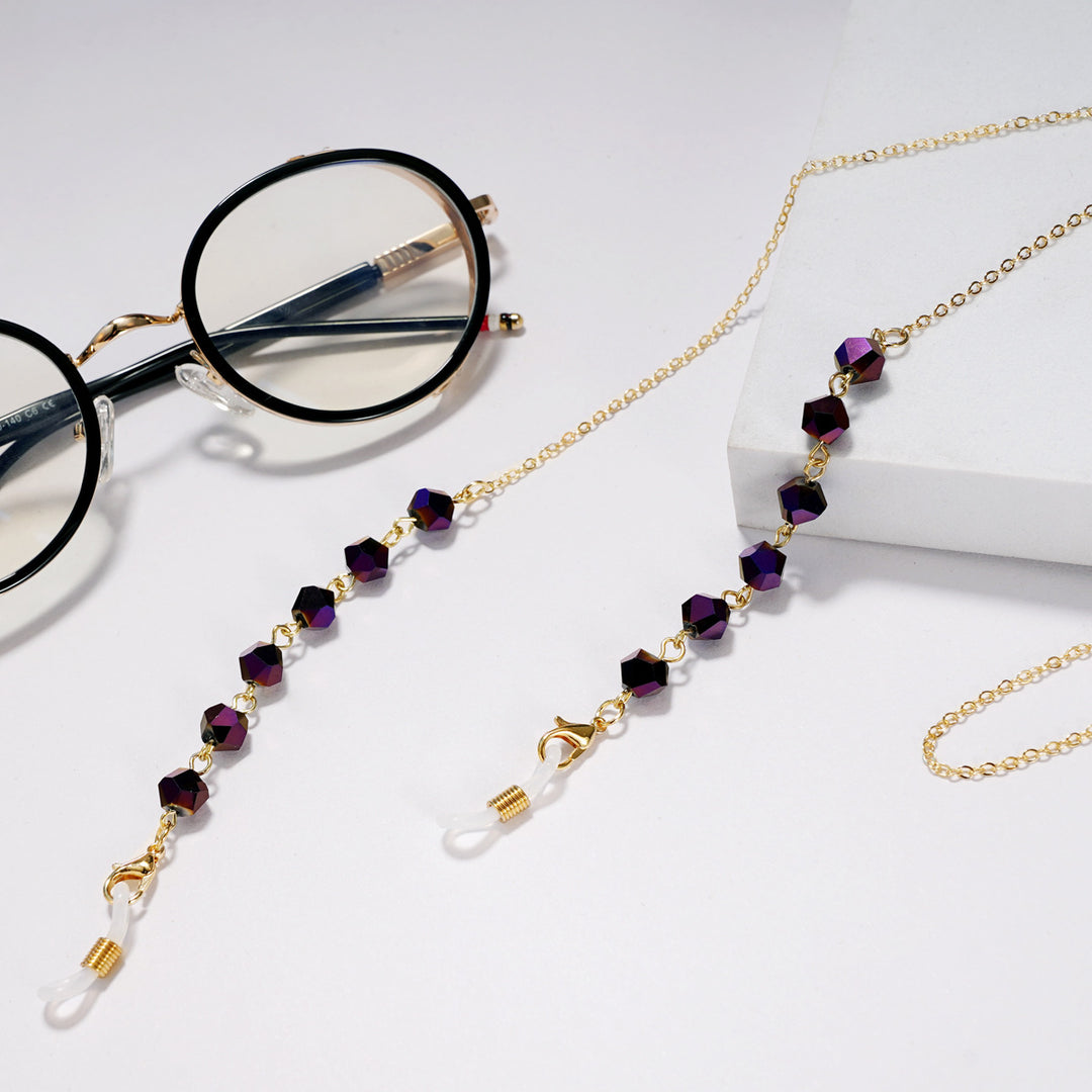 Elegant Crystal Beaded Glasses Chain Bowlift