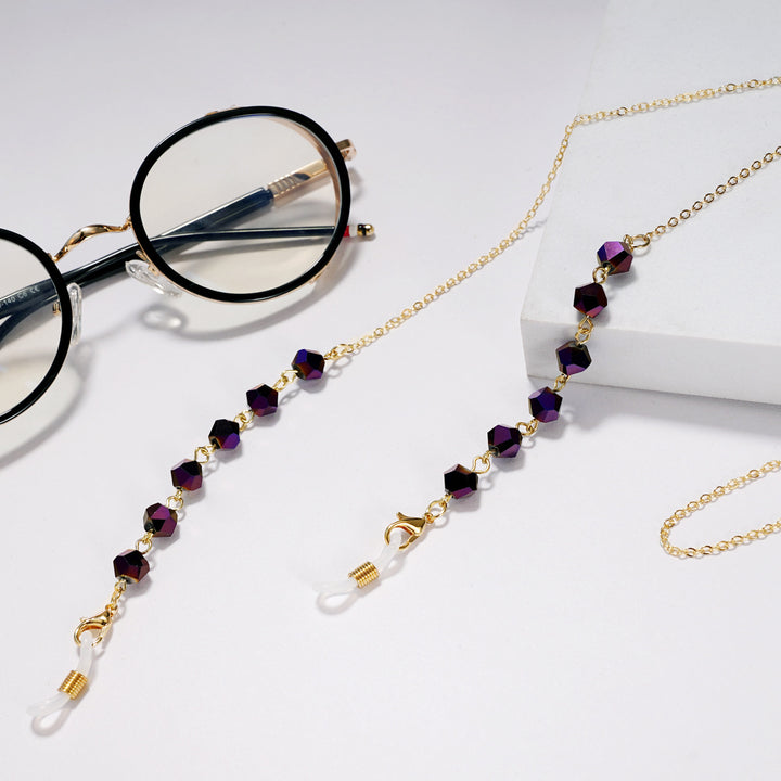 Elegant Crystal Beaded Glasses Chain Bowlift