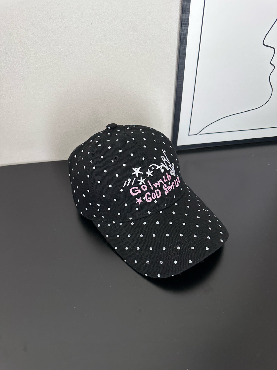 Women's Trendy Polka Dot Embroidered Baseball Cap Bowlift