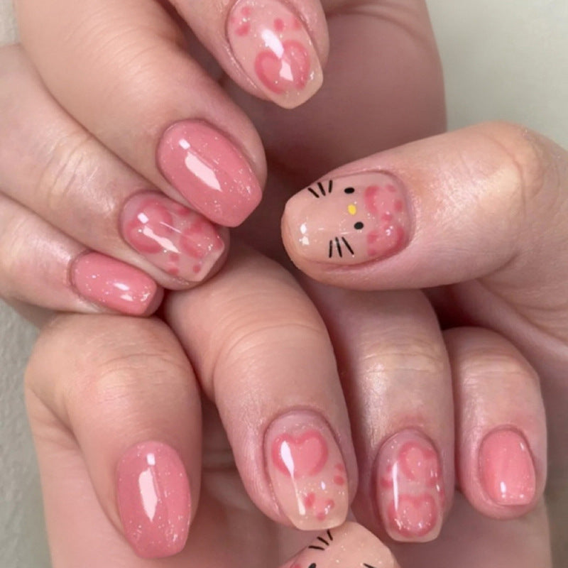 Artificial nail art with cute animal and heart motifs Bowlift