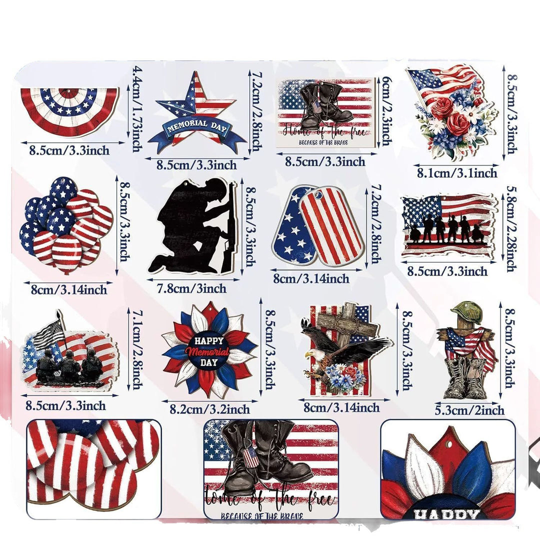 Unisex nan patriotic wooden hanging ornaments assorted Fourth of July USA cutout decorations Bowlift
