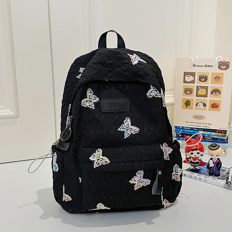 Quilted Butterfly Pattern Backpack