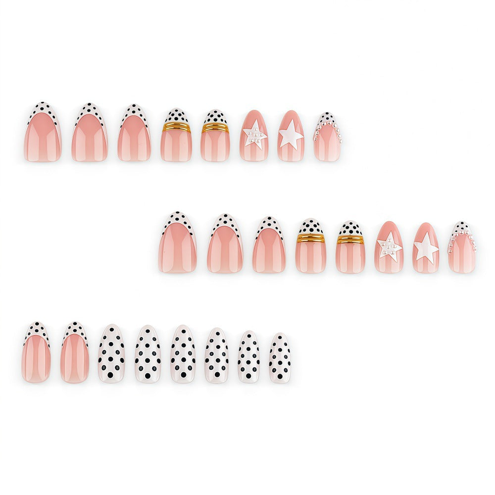 Stylish Star and Dot Design Artificial Nails Bowlift