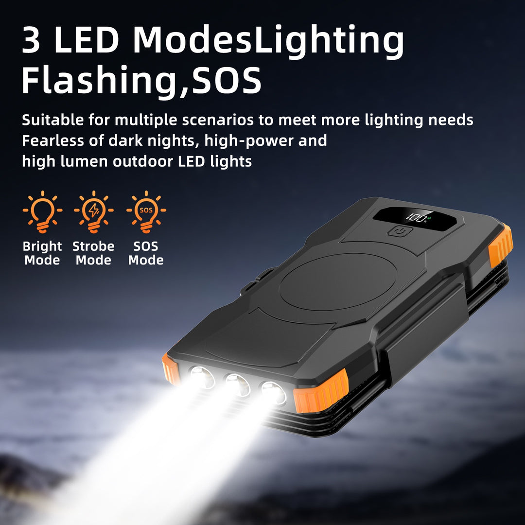 Power bank with solar charging and LED lights Bowlift