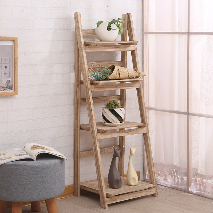 Multi-Tiered Wooden Ladder Shelf Bowlift