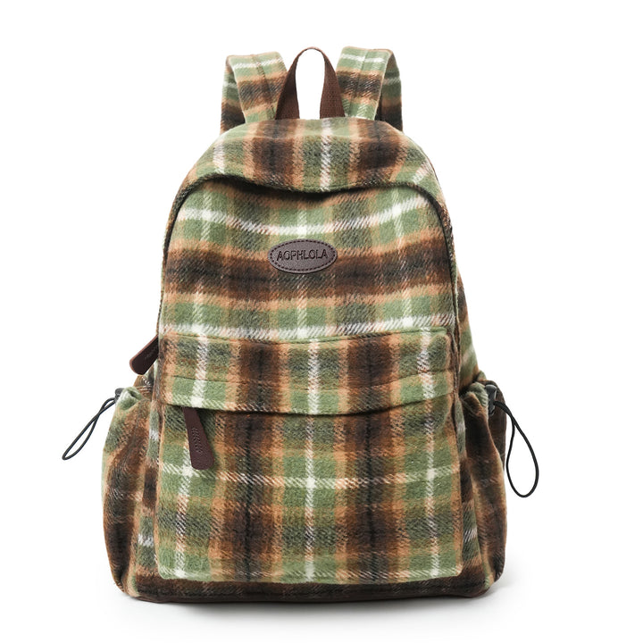 Cozy Plaid Patterned School Backpack Bowlift