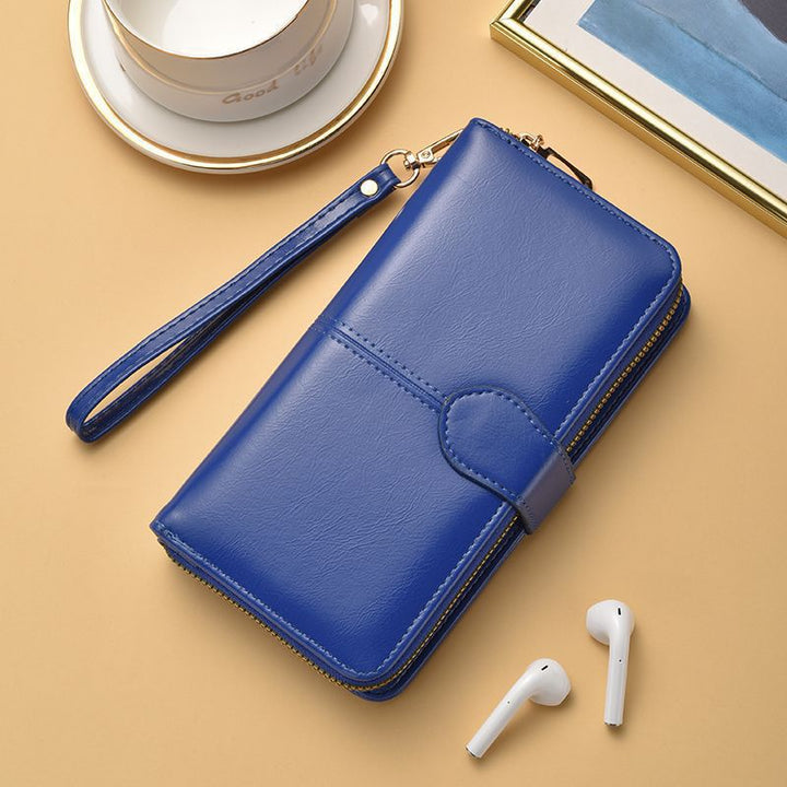 Slim Double-Zippered Wallet with Wrist Strap Bowlift
