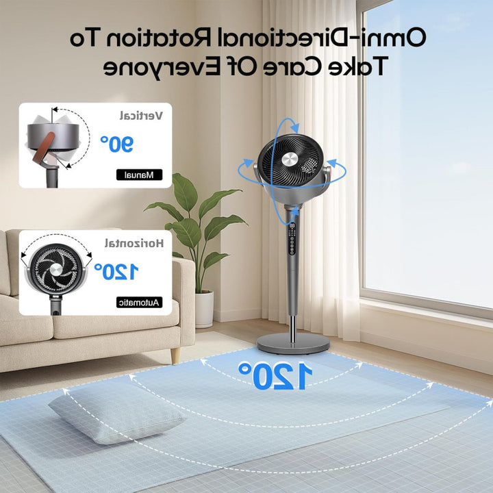 Unisex Stand Fan with High-Performance Features and Remote Control Bowlift