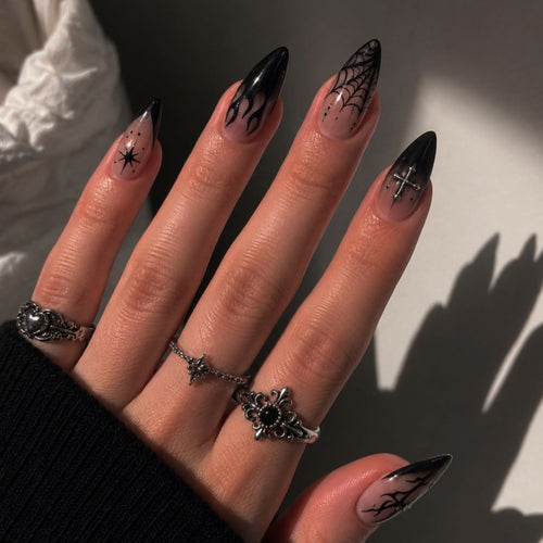 Gothic Themed Press-On Nail Set Bowlift