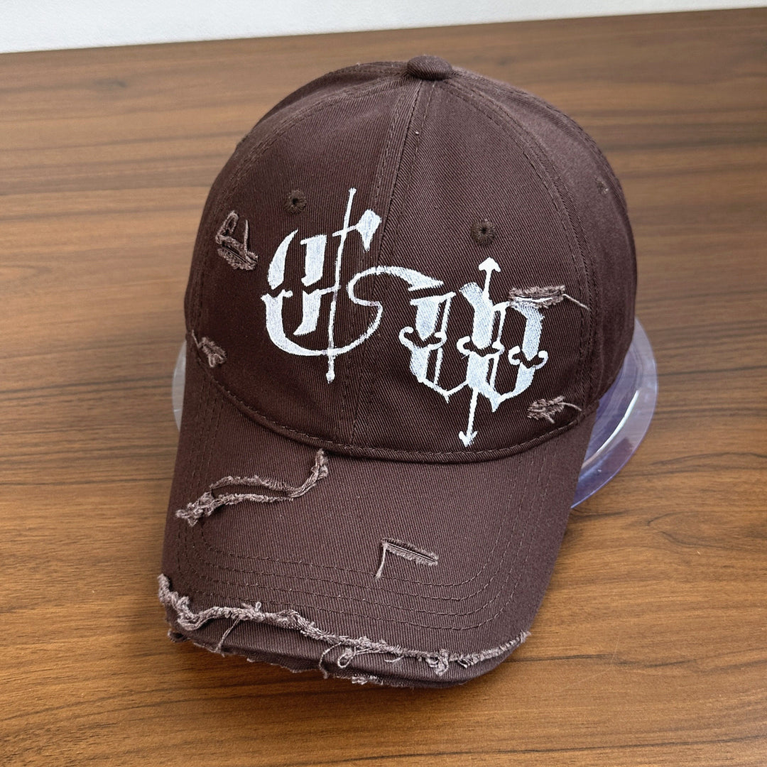 Men's Distressed Graphic Embroidered Cap Bowlift