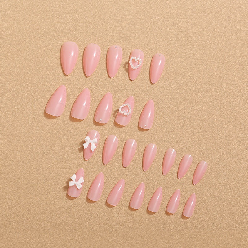 Artificial nails with 3D bow and pearl design Bowlift